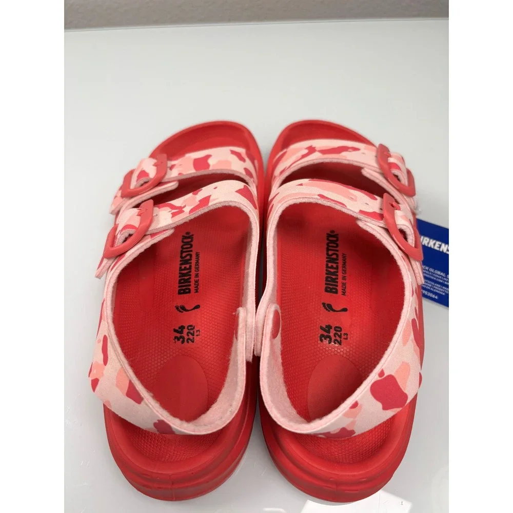 Birkenstock Girls 34 US 3 Pink Camo Milano Sandals NWOB Waterproof Birko-Flor